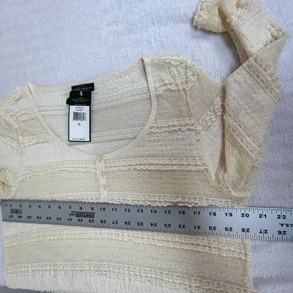 LRL Lauren Jeans Co. Ralph Lauren Womens Cream Textured Stripe Top XL New $69 - Picture 6 of 7